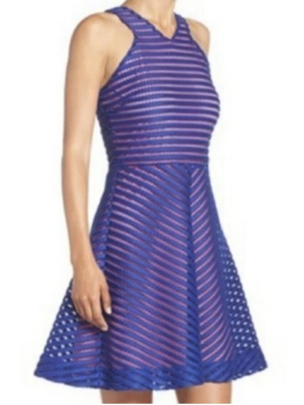 Lilly Pulitzer Women's M Megyn Lined Dress in True Blue Crochet Stripe Knit